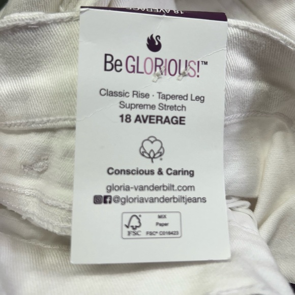 GLORIA VANDERBUILT Plus size 31 in. Solid Average Amanda vintage white jeans NWT - Picture 10 of 10